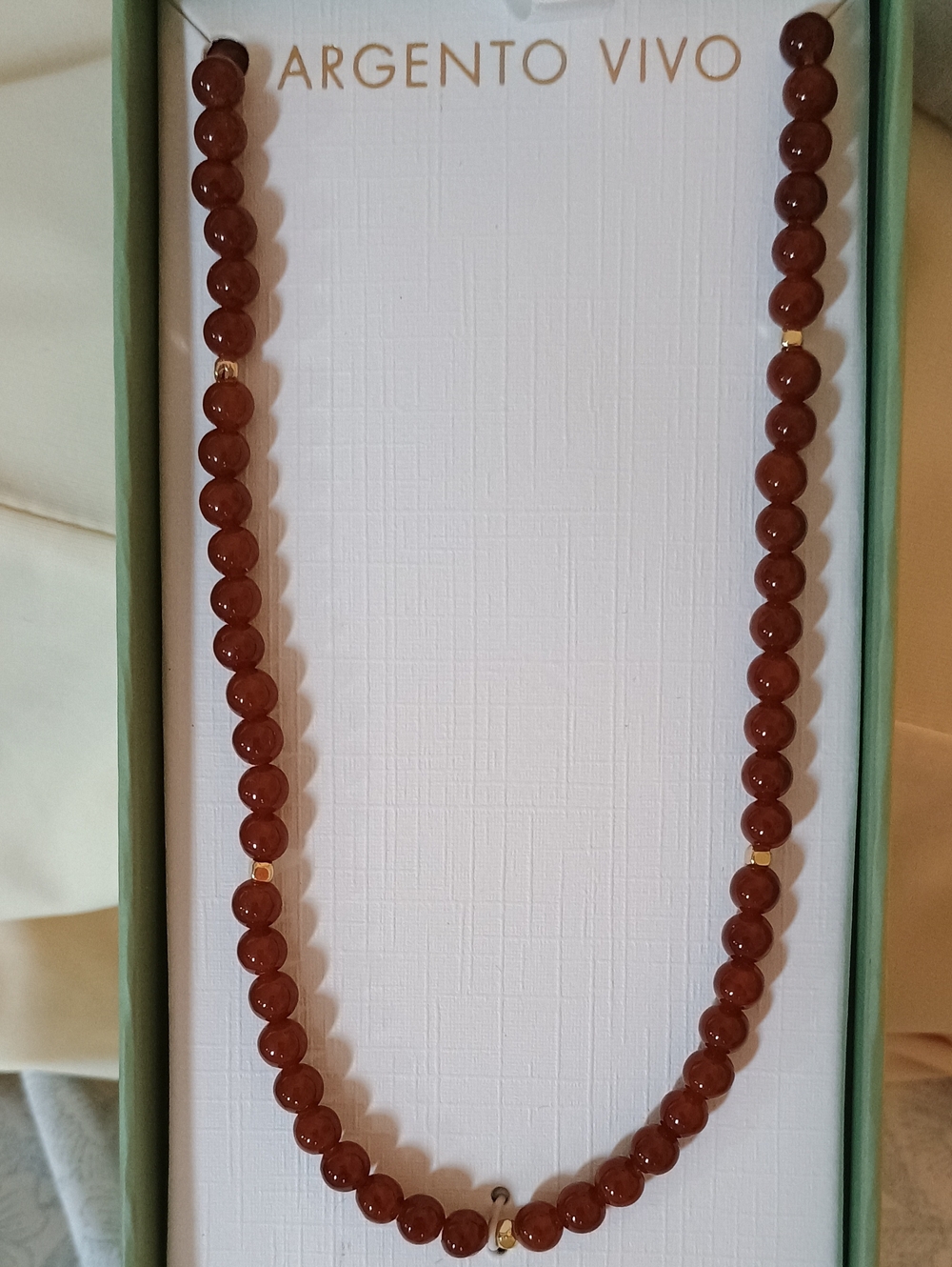NWT Argento Vivo Brown Quartz Beaded Necklace 15" + 2" Extender Natural Stone